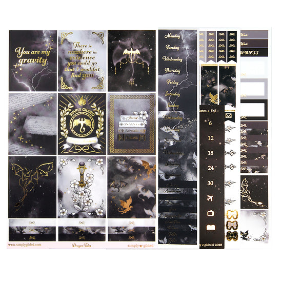 Dragon Tales Luxe Sticker Kit + date dots (light gold foil)