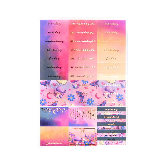 Fairy Mushroom Luxe Sticker Kit + date dots (rose gold foil)
