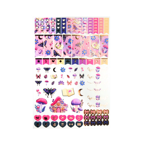 Fairy Mushroom Luxe Sticker Kit + date dots (rose gold foil)