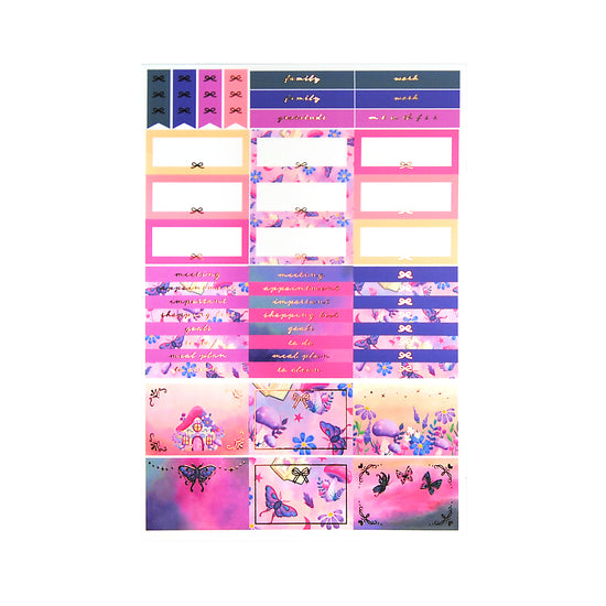 Fairy Mushroom Luxe Sticker Kit + date dots (rose gold foil)