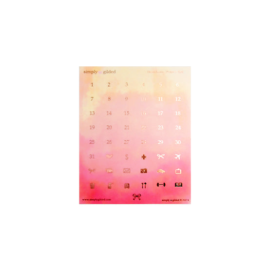 Fairy Mushroom Luxe Sticker Kit + date dots (rose gold foil)