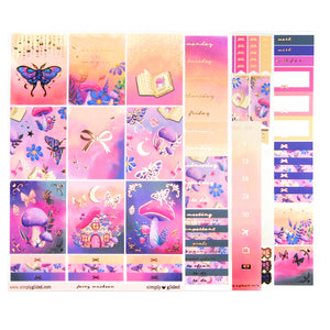 Fairy Mushroom Luxe Sticker Kit + date dots (rose gold foil)