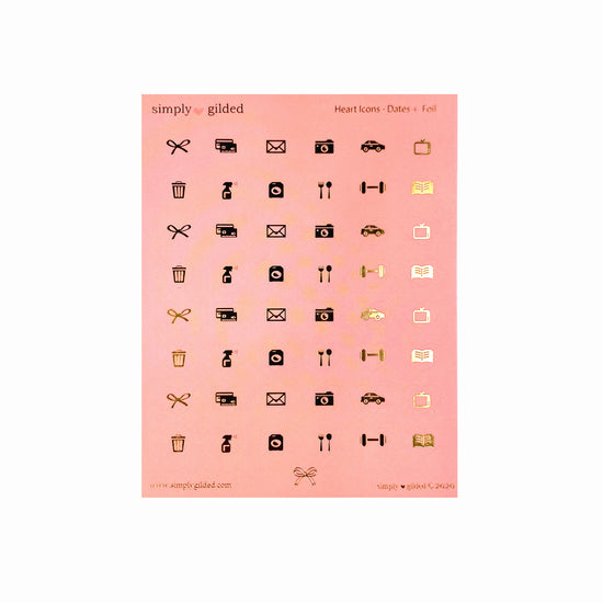 Peach Heart Icons (Basics + light gold foil) - Restock