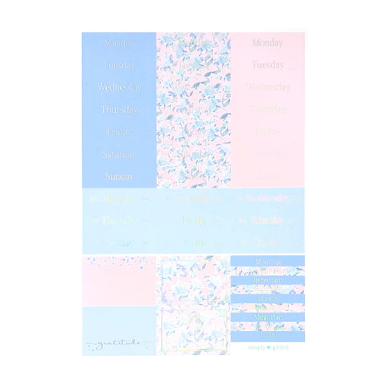 Cotton Candy Florals Luxe Sticker Kit (silver holographic foil) (Item of the Week)
