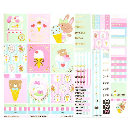 What's the Scoop Luxe Sticker Kit + date dots (light gold foil)