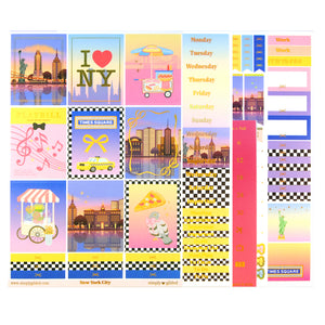 New York City Luxe Sticker Kit + date dots (light gold holographic foil)