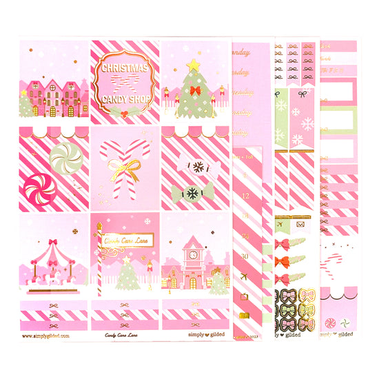 Candy Cane Lane Luxe Sticker Kit & Date Dots (light gold foil)
