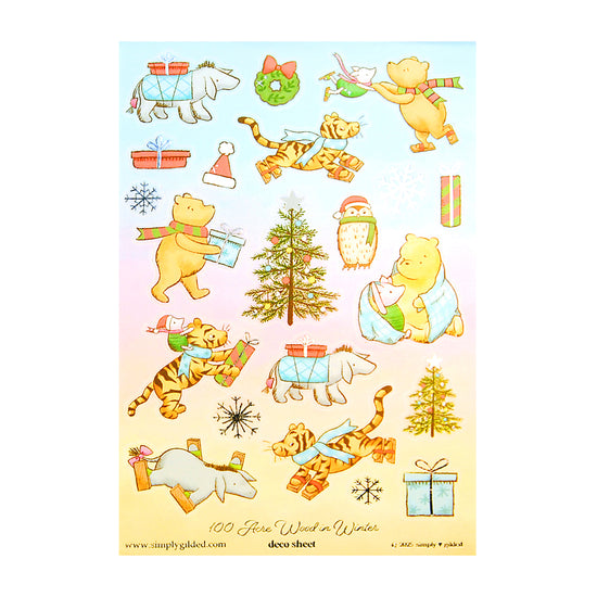 100 Acre Wood in Winter Deco Stickers (silver foil + you pick finish)