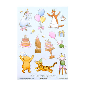 100 Acre Wood Celebration Deco Stickers (light gold foil)