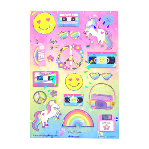 90s Pride (Deco Sheet + silver crystal holographic foil / iridescent crystal shard overlay) (you pick)