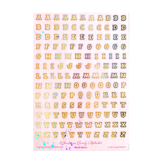 Christmas Candy Alphabet Deco Stickers (you pick finish)