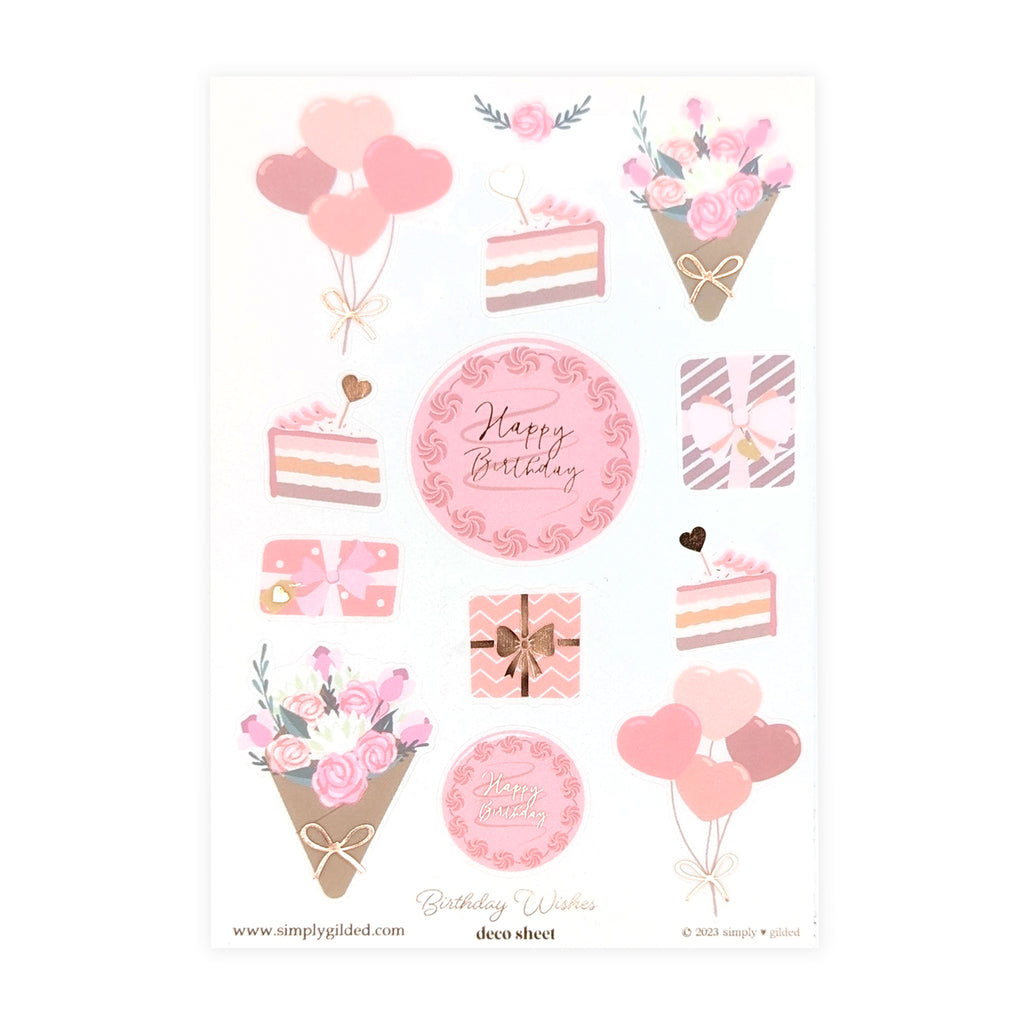 Birthday Wishes (Deco sheet + rose gold foil) simply gilded