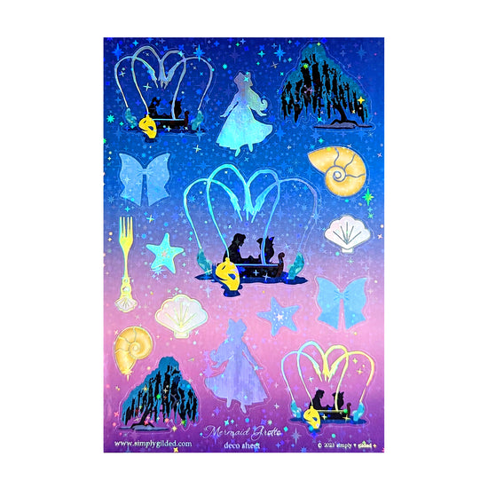 Mermaid Grotto Deco Sheet (silver holographic foil / star overlay)