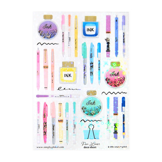 Pen Lover Deco Stickers (light gold foil + you pick finish)