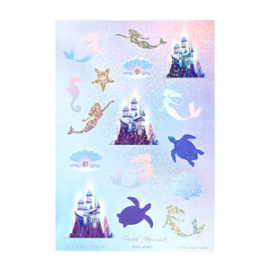 Pastel Mermaid Deco Sheet (silver holographic bubble foil / bubble glitter overlay)