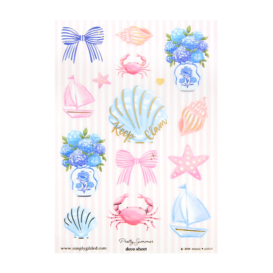 Pretty Summer Deco Stickers (light gold foil)