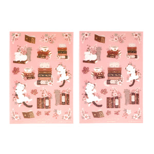 Books & Cats (Deco Sheet + rose gold foil) (you pick)