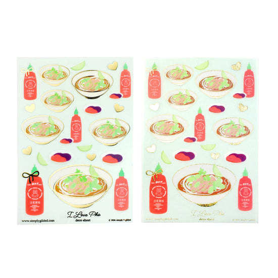 I love Pho (Deco Sheet + light gold foil)(you pick)