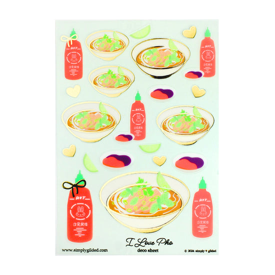 I love Pho (Deco Sheet + light gold foil)(you pick)