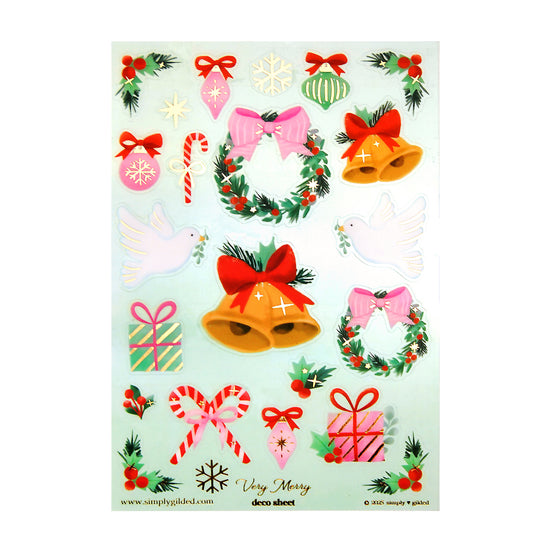 Very Merry Deco Stickers (light gold foil) (you pick)