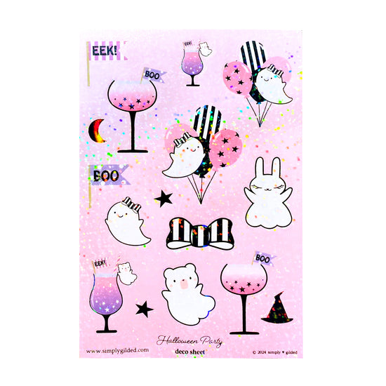 Halloween Party (Deco Sheet + holographic black / bubble glitter iridescent overlay ) (you pick)