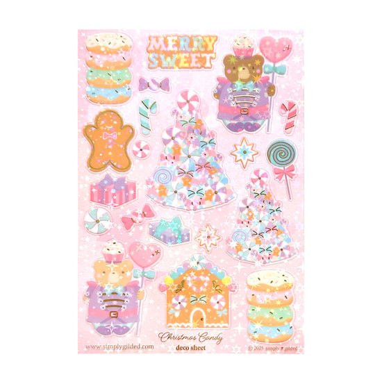Christmas Candy Deco Stickers (light gold foil + you pick finish)