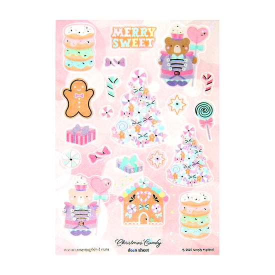 Christmas Candy Deco Stickers (light gold foil + you pick finish)