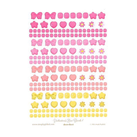 Valentine's Bae Sticker Beads (Deco Sheet) (you pick)