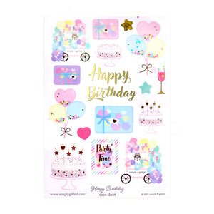 Happy Birthday 3.0 (Deco Sheet + light gold foil / iridescent star overlay) (you pick)