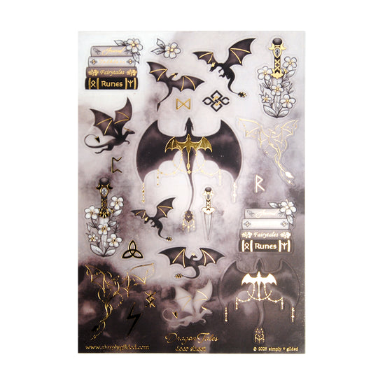 Dragon Tales Deco Stickers (light gold foil + you pick finish)