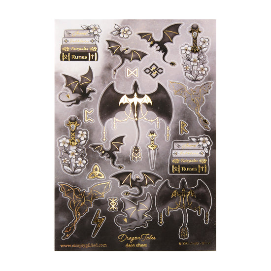 Dragon Tales Deco Stickers (light gold foil + you pick finish)