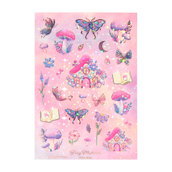 Fairy Mushroom Deco Stickers (rose gold foil + you pick finish)