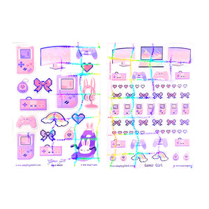 Gamer Girl (Deco Sheet + purple foil / pixel overlay ) (you pick) - new!