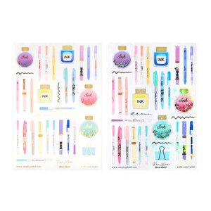 Pen Lover Deco Stickers (light gold foil + you pick finish)