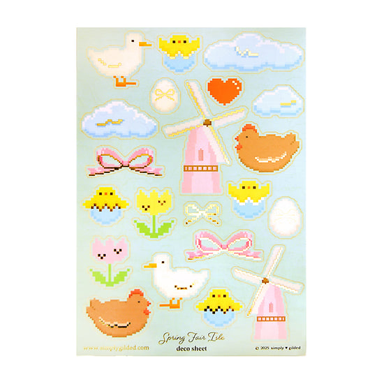 Spring Fair Isle Deco Stickers (light gold foil + you pick finish)