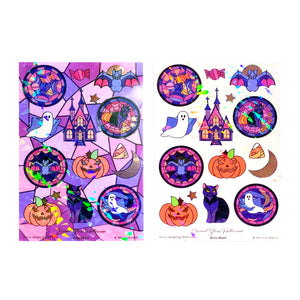 Stained Glass Halloween (Deco Sheet + rose gold foil / iridecent crystal overlay) (you pick)