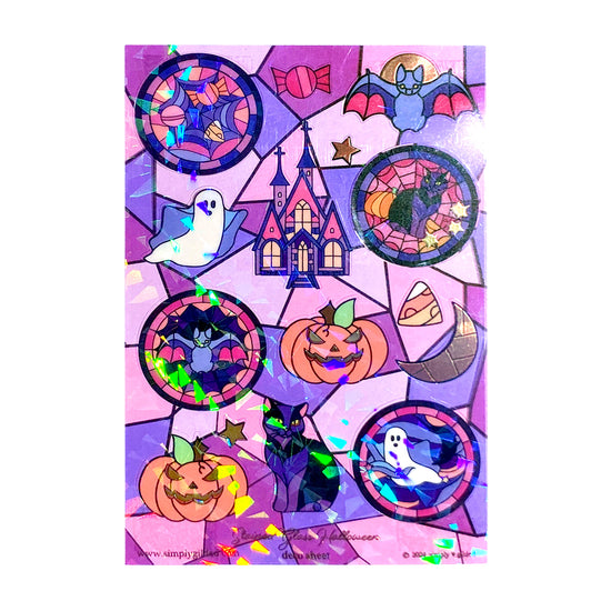 Stained Glass Halloween (Deco Sheet + rose gold foil / iridecent crystal overlay) (you pick)