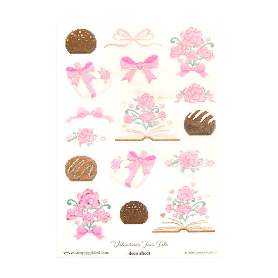 Valentine's Fair Isle Deco Stickers (rose gold foil + you pick finish)