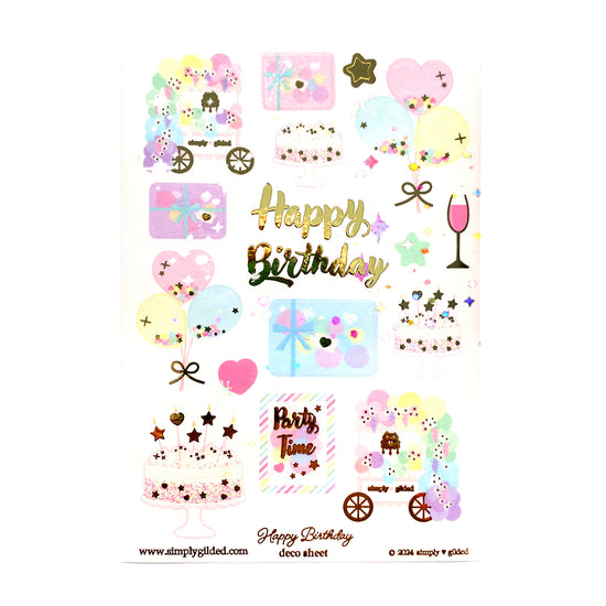 Happy Birthday 3.0 (Deco Sheet + light gold foil / iridescent star overlay) (you pick)