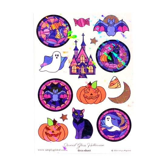 Stained Glass Halloween (Deco Sheet + rose gold foil / iridecent crystal overlay) (you pick)