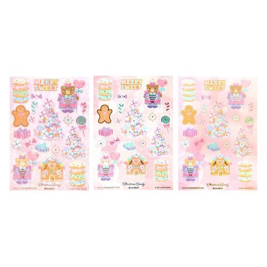 Christmas Candy Deco Stickers (light gold foil + you pick finish)