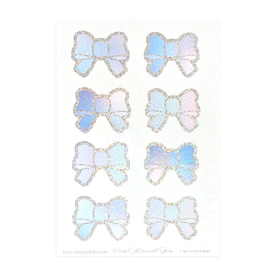 Pastel Mermaid Bow Seals (silver holographic bubble foil / bubble glitter overlay)
