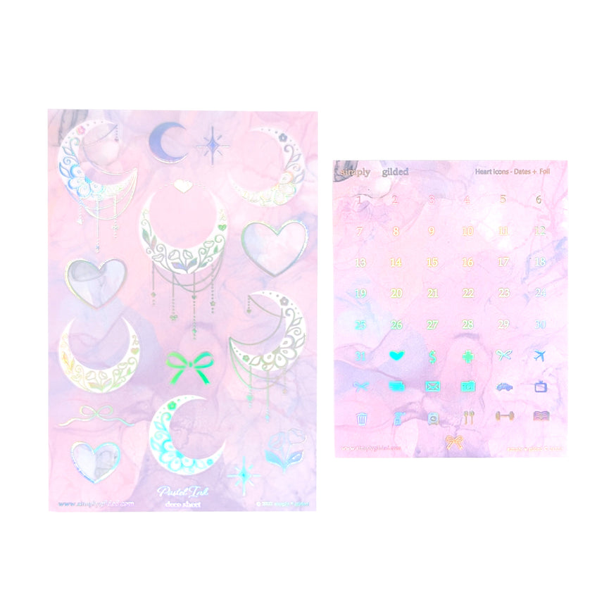 Pastel Ink Heart Sticky Note (silver holographic foil)