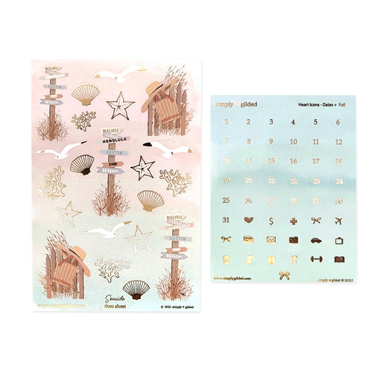 Seaside Luxe Sticker Kit & Seals (rose gold foil)