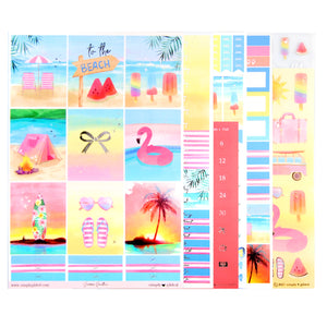 Summer Vacation Luxe Sticker Kit & Seals (silver foil)