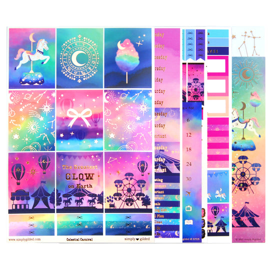 Celestial Carnival Luxe Sticker Kit & Seals (rose gold foil)