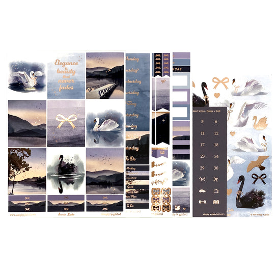 Swan Lake Luxe Sticker Kit & Seals (rose gold foil)