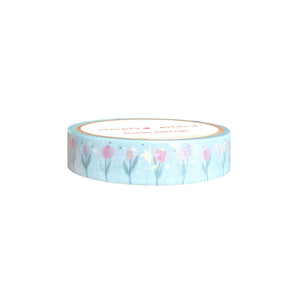Tulips at Dawn Sparkle Tulips washi (10mm + silver foil / star bubble overlay)(Item of the Week)