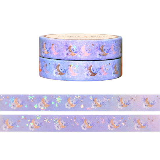 Lavender Dreams Floral Moon set of 2 (10mm + rose gold foil / sparkle iridescent overlay)