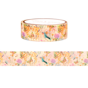 Hummingbird Song Pattern washi (15mm + rose gold foil)